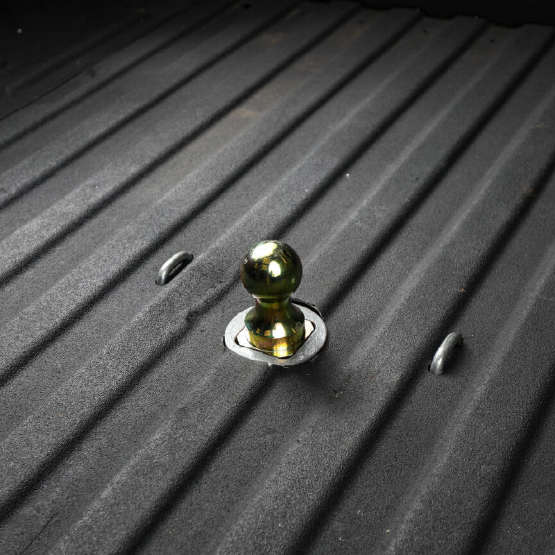 B&W turnoverball 2-5/16" replacement gooseneck ball installed in a pickup bed