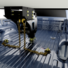 two safety chains with hooks on each end attached to the B&W fifth wheel to gooseneck adapter and to safety chain hooks in the bed of a pickup
