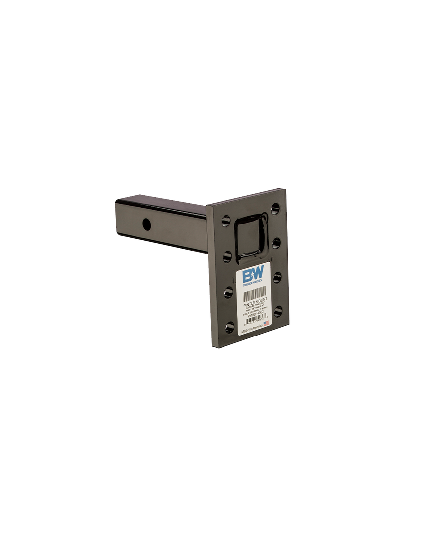 B&W Trailer Hitches Heavy Duty Pintle Plate with black finish, 8 Hole, 3 Position, 2"x9" Shank.