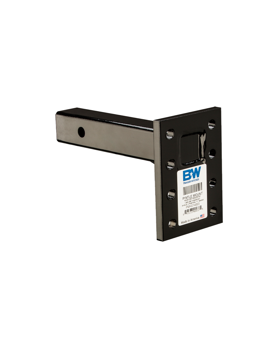 B&W Trailer Hitches Heavy Duty Pintle Plate with black finish, 8 Hole, 3 Position, 2"x11" Shank.