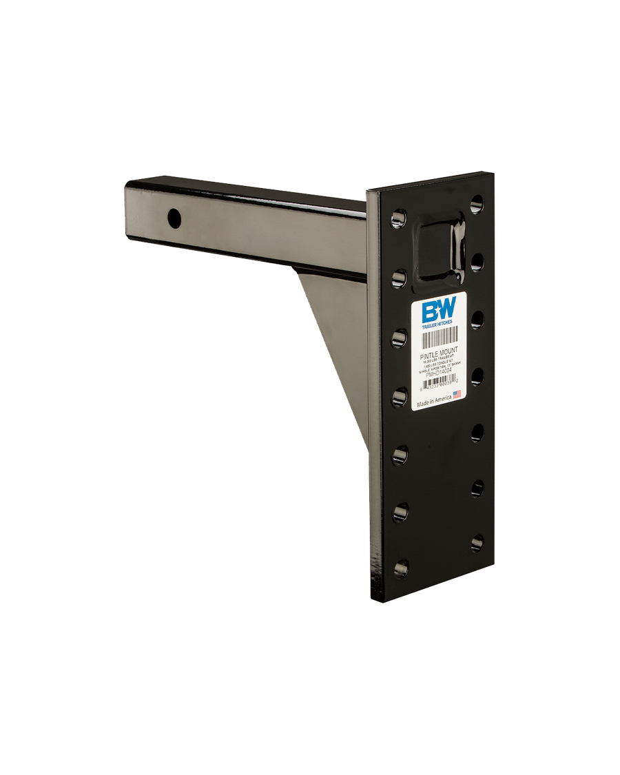B&W Trailer Hitches Heavy Duty Pintle Plate with black finish, 14 Hole, 6 Position, 2"x13" Shank.