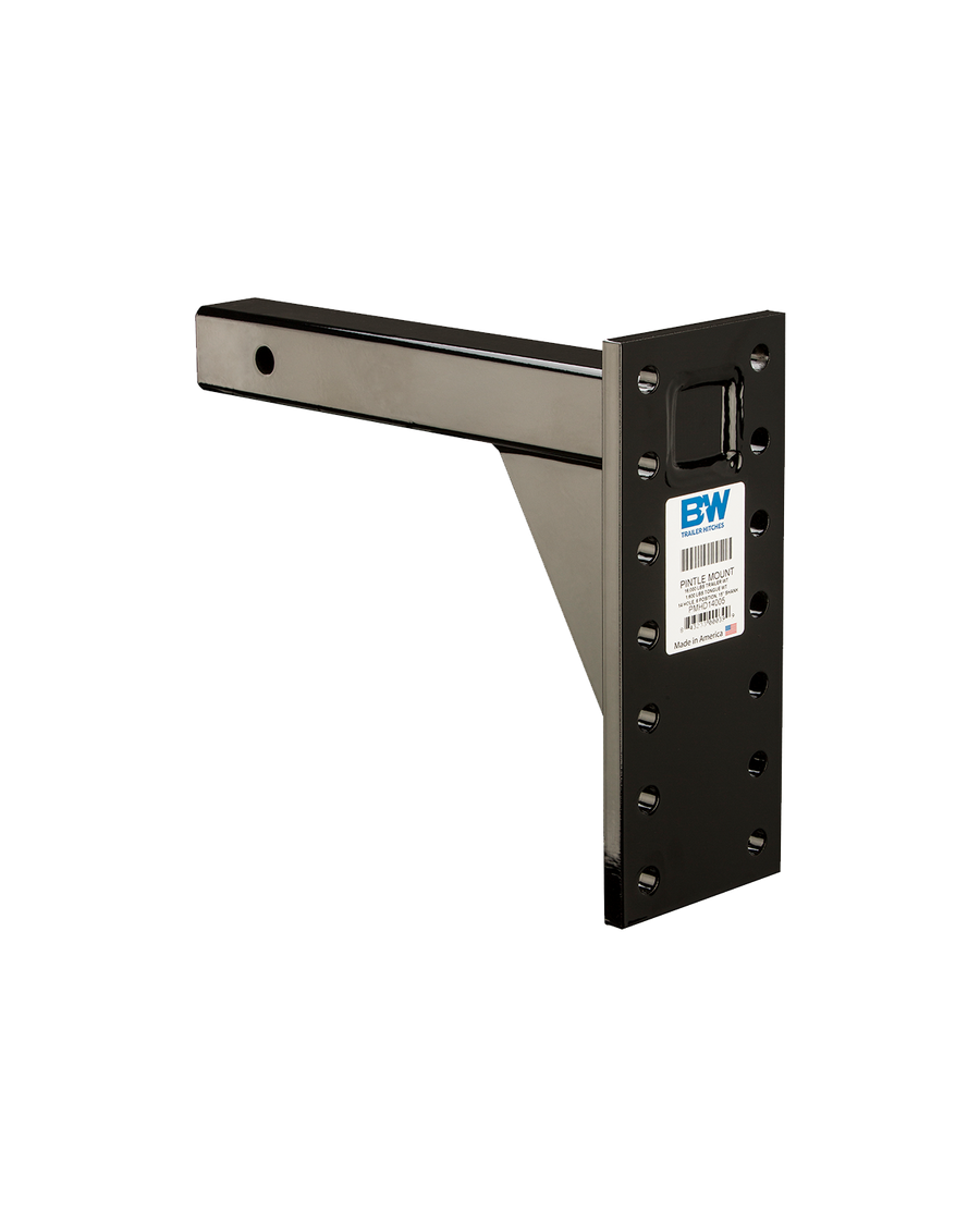 B&W Trailer Hitches Heavy Duty Pintle Plate with black finish, 14 Hole, 6 Position, 2"x15" Shank.