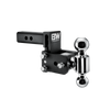 B&W dual ball, black Tow & Stow Adjustable Ball Mount with a 3" drop.