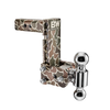 B&W dual ball, camo Tow & Stow Adjustable Ball Mount with a 2" shank and a 7" drop.