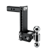 B&W dual ball, black Tow & Stow Adjustable Ball Mount with a 9" drop.