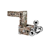 B&W tri ball, camo Tow & Stow Adjustable Ball Mount with a 2" shank and a 5" drop.