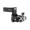 B&W tri-ball, black Tow & Stow Adjustable Ball Mount with a 5" drop.