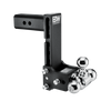 B&W tri-ball, black Tow & Stow Adjustable Ball Mount with a 8.5" drop.