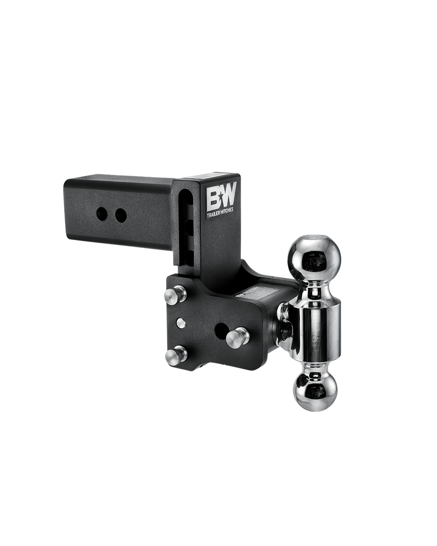 B&W dual ball, black Tow & Stow Adjustable Ball Mount with a 4.5" drop.