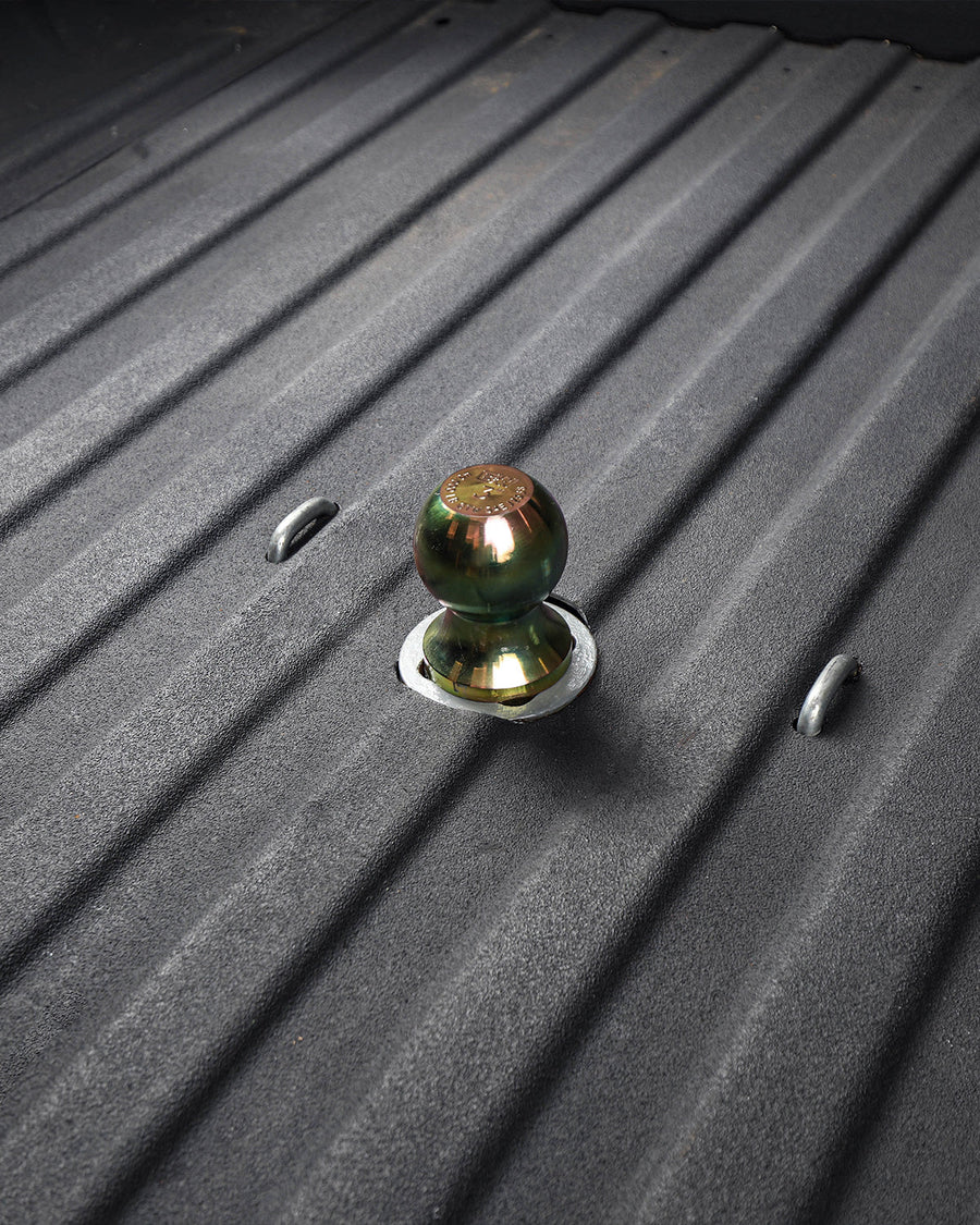 B&W turnoverball 3" gooseneck ball in a truck bed.