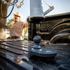 B&W Trailer Hitches turnoverball 4” gooseneck ball extender in a truck bed.